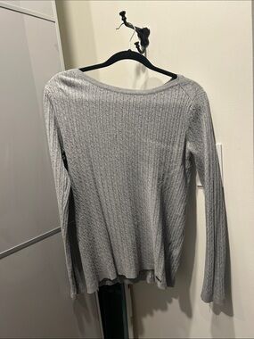 Tommy Hilfiger Light Gray Ribbed Long-Sleeve Top